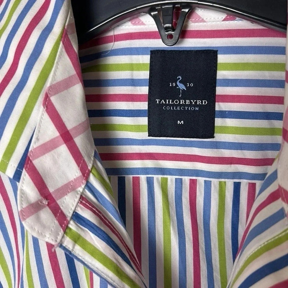 - Tailorbyrd striped cotton shirt ,sz Med.Multi color,colorful,multimedia,2 tone - Picture 2 of 14